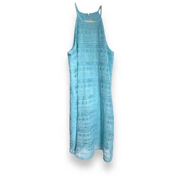 Ann Taylor LOFT Womens Dress Sz 8 Aqua‎ Blue Lace Halter Sleeveless NEW - Picture 4 of 10